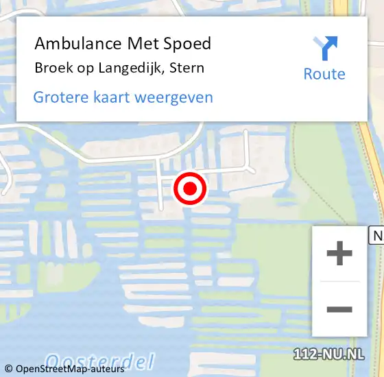 Locatie op kaart van de 112 melding: Ambulance Met Spoed Naar Broek op Langedijk, Stern op 25 december 2021 14:11