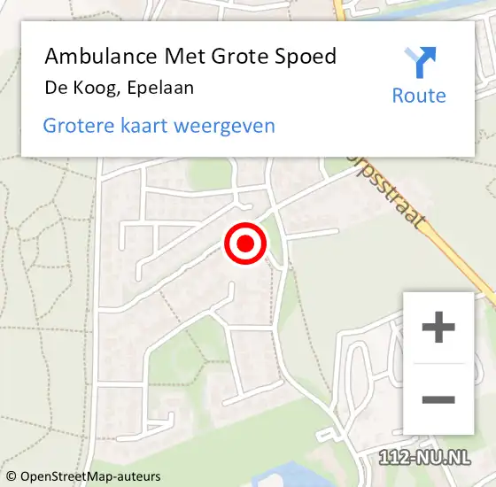 Locatie op kaart van de 112 melding: Ambulance Met Grote Spoed Naar De Koog, Epelaan op 25 december 2021 14:16