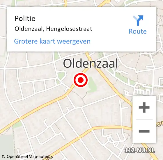 Locatie op kaart van de 112 melding: Politie Oldenzaal, Hengelosestraat op 25 december 2021 14:44