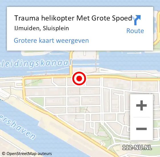 Locatie op kaart van de 112 melding: Trauma helikopter Met Grote Spoed Naar IJmuiden, Sluisplein op 25 december 2021 15:04