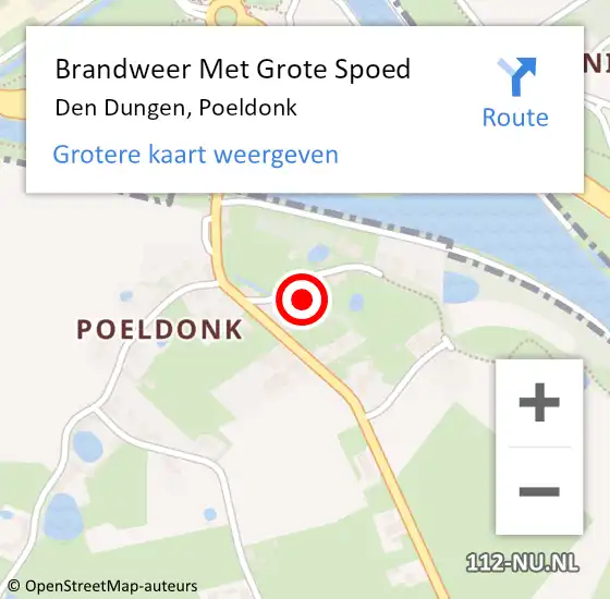 Locatie op kaart van de 112 melding: Brandweer Met Grote Spoed Naar Den Dungen, Poeldonk op 25 december 2021 15:06