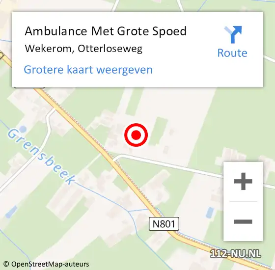 Locatie op kaart van de 112 melding: Ambulance Met Grote Spoed Naar Wekerom, Otterloseweg op 25 december 2021 15:12