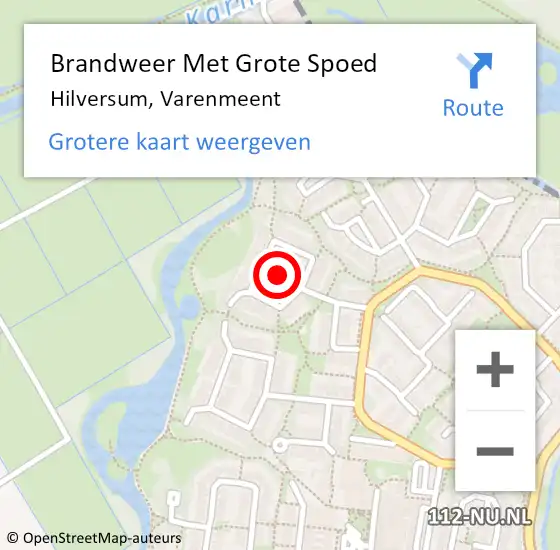 Locatie op kaart van de 112 melding: Brandweer Met Grote Spoed Naar Hilversum, Varenmeent op 25 december 2021 15:30