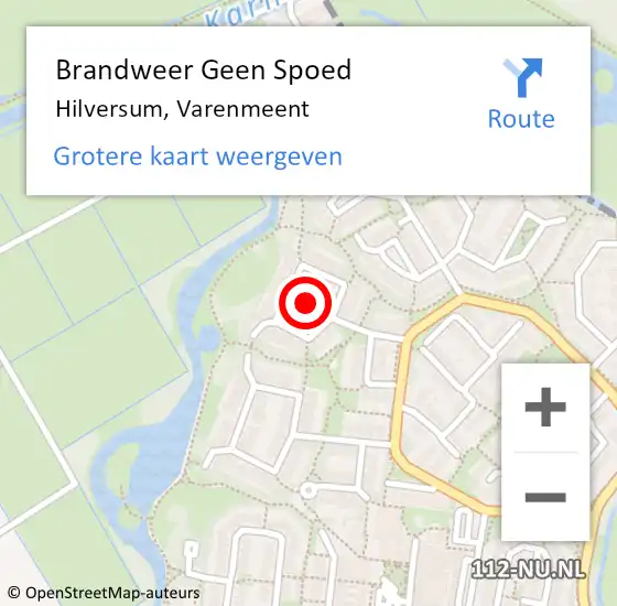 Locatie op kaart van de 112 melding: Brandweer Geen Spoed Naar Hilversum, Varenmeent op 25 december 2021 15:32