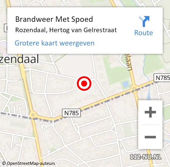 Locatie op kaart van de 112 melding: Brandweer Met Spoed Naar Rozendaal, Hertog van Gelrestraat op 25 december 2021 15:45