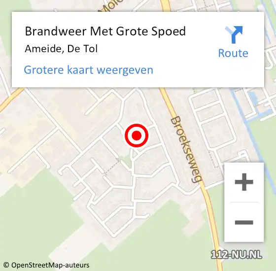 Locatie op kaart van de 112 melding: Brandweer Met Grote Spoed Naar Ameide, De Tol op 25 december 2021 15:52