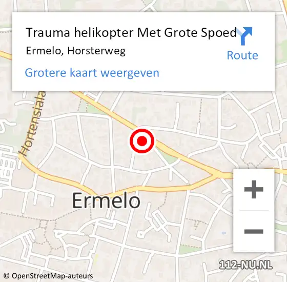 Locatie op kaart van de 112 melding: Trauma helikopter Met Grote Spoed Naar Ermelo, Horsterweg op 25 december 2021 15:55