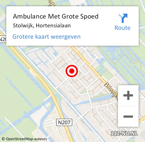 Locatie op kaart van de 112 melding: Ambulance Met Grote Spoed Naar Stolwijk, Hortensialaan op 25 december 2021 15:58