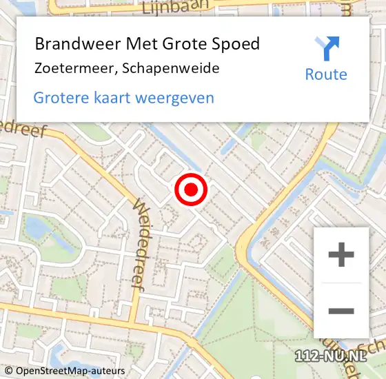 Locatie op kaart van de 112 melding: Brandweer Met Grote Spoed Naar Zoetermeer, Schapenweide op 25 december 2021 16:07