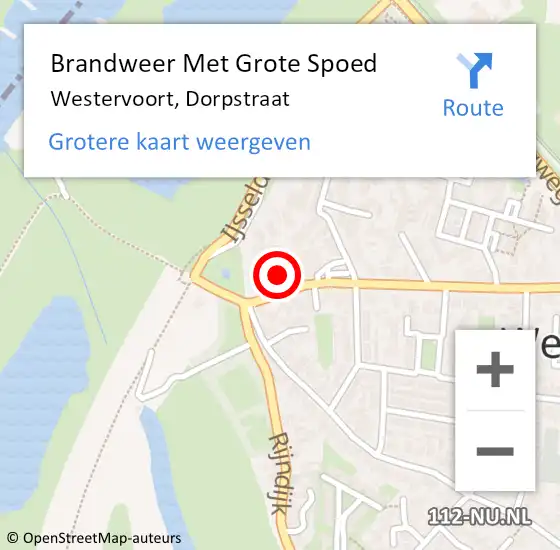 Locatie op kaart van de 112 melding: Brandweer Met Grote Spoed Naar Westervoort, Dorpstraat op 25 december 2021 16:10