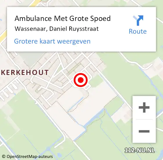 Locatie op kaart van de 112 melding: Ambulance Met Grote Spoed Naar Wassenaar, Daniel Ruysstraat op 25 december 2021 16:24