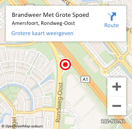 Locatie op kaart van de 112 melding: Brandweer Met Grote Spoed Naar Amersfoort, Rondweg-Oost op 25 december 2021 16:30