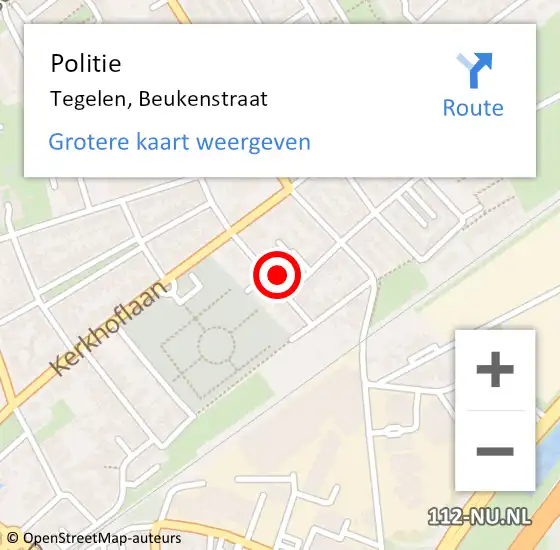 Locatie op kaart van de 112 melding: Politie Tegelen, Beukenstraat op 25 december 2021 16:39