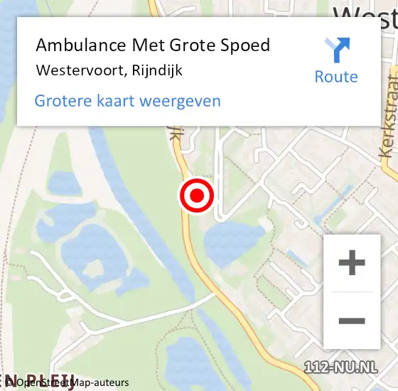 Locatie op kaart van de 112 melding: Ambulance Met Grote Spoed Naar Westervoort, Rijndijk op 25 december 2021 16:49