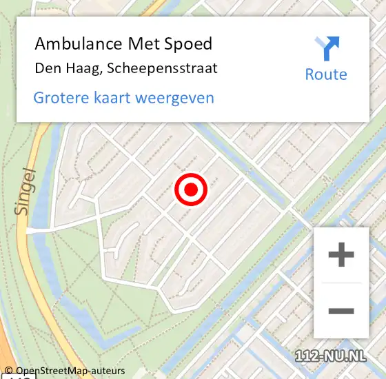 Locatie op kaart van de 112 melding: Ambulance Met Spoed Naar Den Haag, Scheepensstraat op 25 december 2021 17:02