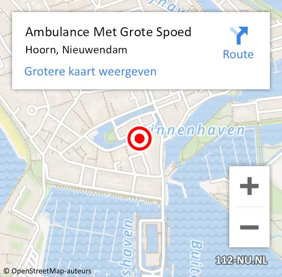 Locatie op kaart van de 112 melding: Ambulance Met Grote Spoed Naar Hoorn, Nieuwendam op 25 december 2021 17:19