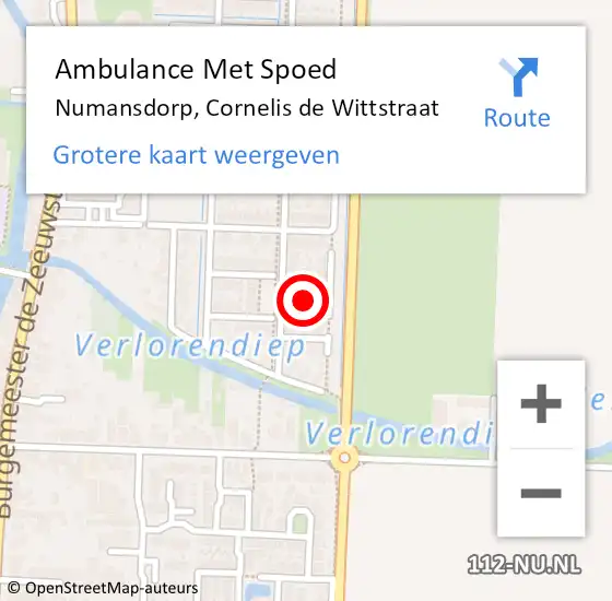 Locatie op kaart van de 112 melding: Ambulance Met Spoed Naar Numansdorp, Cornelis de Wittstraat op 25 december 2021 17:58