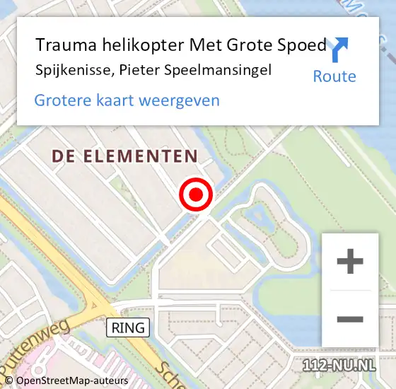 Locatie op kaart van de 112 melding: Trauma helikopter Met Grote Spoed Naar Spijkenisse, Pieter Speelmansingel op 25 december 2021 18:09