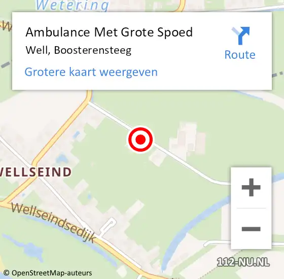 Locatie op kaart van de 112 melding: Ambulance Met Grote Spoed Naar Well, Boosterensteeg op 25 december 2021 18:10