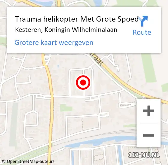 Locatie op kaart van de 112 melding: Trauma helikopter Met Grote Spoed Naar Kesteren, Koningin Wilhelminalaan op 25 december 2021 18:12