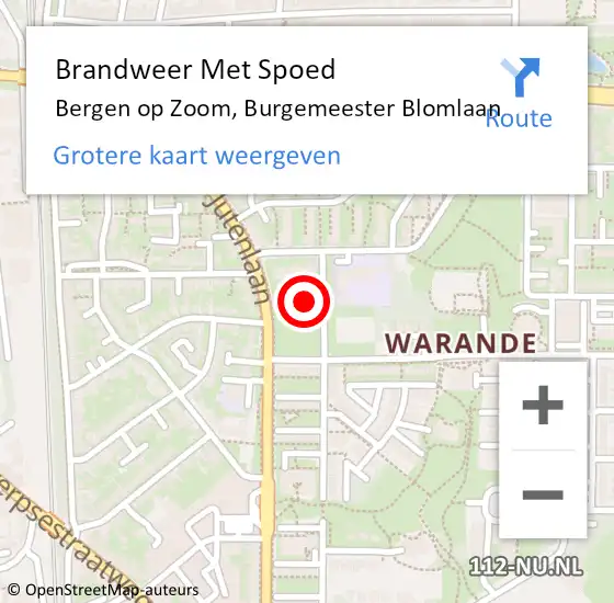 Locatie op kaart van de 112 melding: Brandweer Met Spoed Naar Bergen op Zoom, Burgemeester Blomlaan op 25 december 2021 18:15