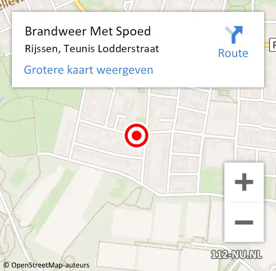 Locatie op kaart van de 112 melding: Brandweer Met Spoed Naar Rijssen, Teunis Lodderstraat op 25 december 2021 18:26