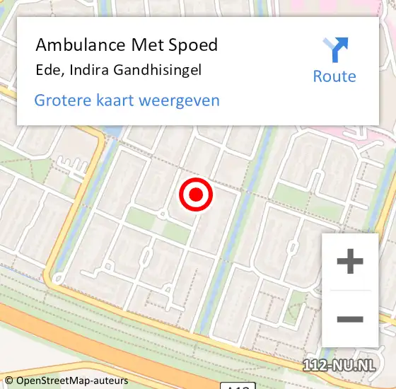Locatie op kaart van de 112 melding: Ambulance Met Spoed Naar Ede, Indira Gandhisingel op 25 december 2021 18:28