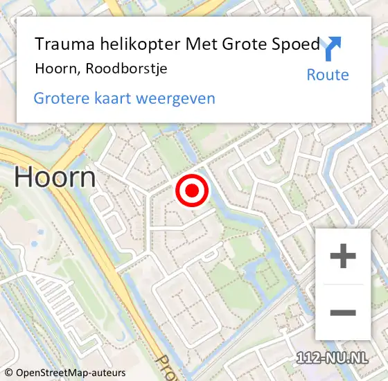 Locatie op kaart van de 112 melding: Trauma helikopter Met Grote Spoed Naar Hoorn, Roodborstje op 25 december 2021 18:39