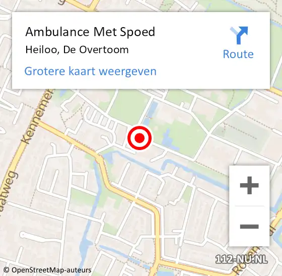 Locatie op kaart van de 112 melding: Ambulance Met Spoed Naar Heiloo, De Overtoom op 25 december 2021 18:51