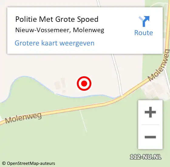 Locatie op kaart van de 112 melding: Politie Met Grote Spoed Naar Nieuw-Vossemeer, Molenweg op 25 december 2021 18:56
