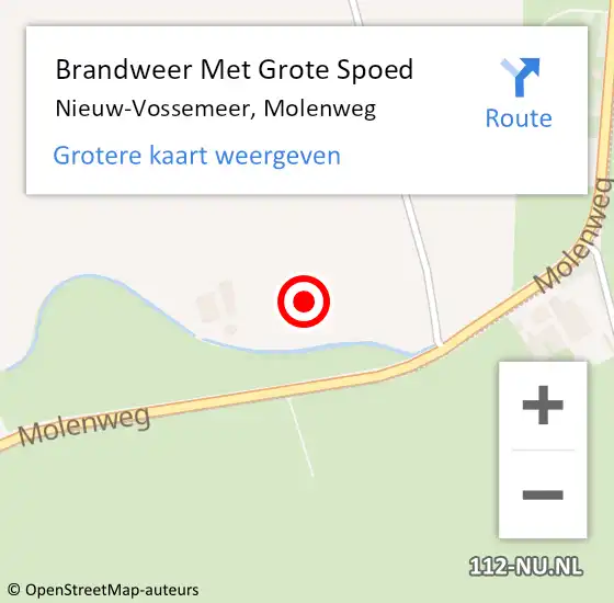 Locatie op kaart van de 112 melding: Brandweer Met Grote Spoed Naar Nieuw-Vossemeer, Molenweg op 25 december 2021 19:07