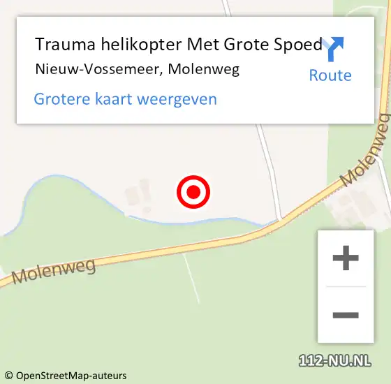 Locatie op kaart van de 112 melding: Trauma helikopter Met Grote Spoed Naar Nieuw-Vossemeer, Molenweg op 25 december 2021 19:08