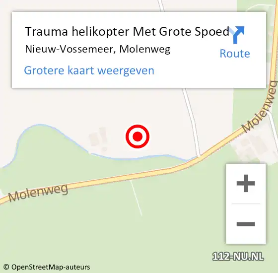 Locatie op kaart van de 112 melding: Trauma helikopter Met Grote Spoed Naar Nieuw-Vossemeer, Molenweg op 25 december 2021 19:09