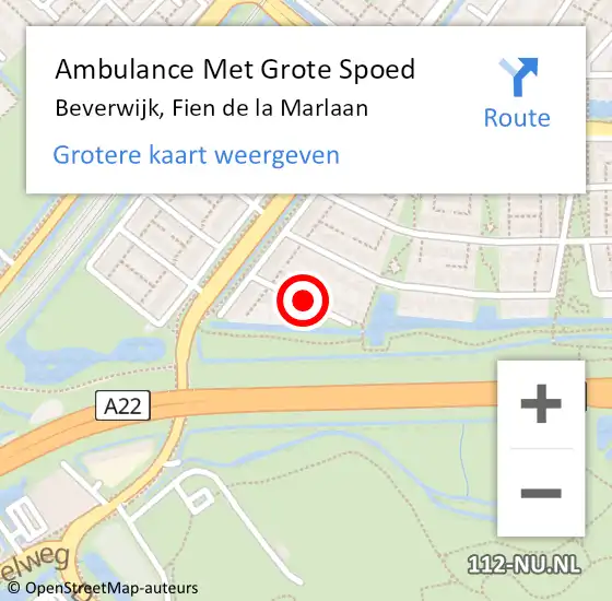 Locatie op kaart van de 112 melding: Ambulance Met Grote Spoed Naar Beverwijk, Fien de la Marlaan op 25 december 2021 19:12