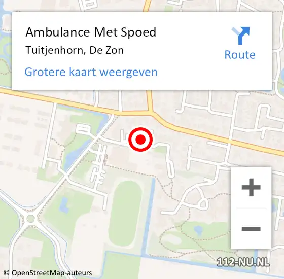 Locatie op kaart van de 112 melding: Ambulance Met Spoed Naar Tuitjenhorn, De Zon op 25 december 2021 19:13