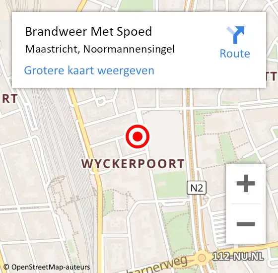 Locatie op kaart van de 112 melding: Brandweer Met Spoed Naar Maastricht, Noormannensingel op 25 december 2021 19:31