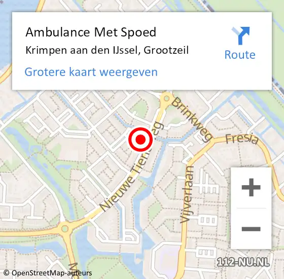 Locatie op kaart van de 112 melding: Ambulance Met Spoed Naar Krimpen aan den IJssel, Grootzeil op 25 december 2021 19:35