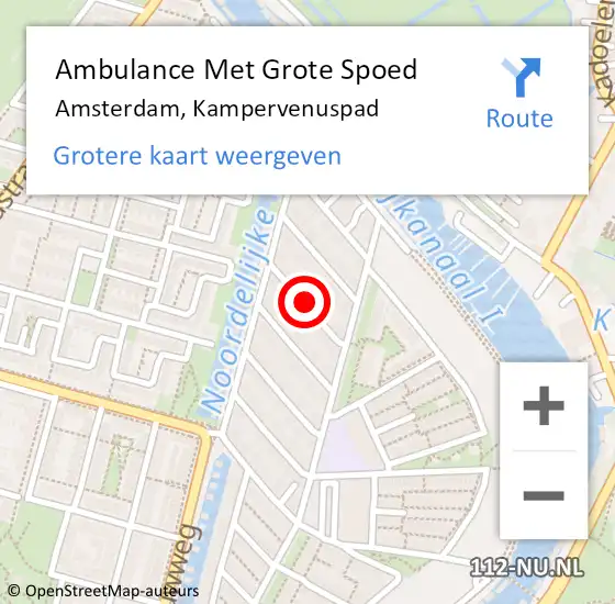 Locatie op kaart van de 112 melding: Ambulance Met Grote Spoed Naar Amsterdam, Kampervenuspad op 25 december 2021 19:55