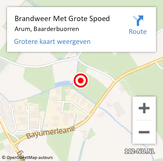 Locatie op kaart van de 112 melding: Brandweer Met Grote Spoed Naar Arum, Baarderbuorren op 25 december 2021 20:16