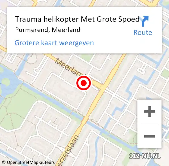 Locatie op kaart van de 112 melding: Trauma helikopter Met Grote Spoed Naar Purmerend, Meerland op 25 december 2021 20:44