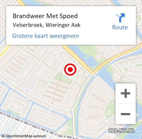 Locatie op kaart van de 112 melding: Brandweer Met Spoed Naar Velserbroek, Wieringer Aak op 25 december 2021 20:51