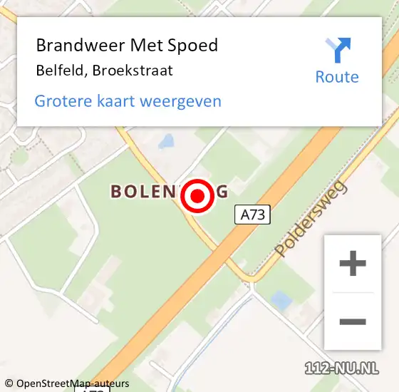 Locatie op kaart van de 112 melding: Brandweer Met Spoed Naar Belfeld, Broekstraat op 25 december 2021 20:53