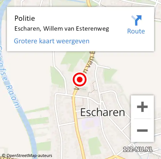 Locatie op kaart van de 112 melding: Politie Escharen, Willem van Esterenweg op 25 december 2021 20:59