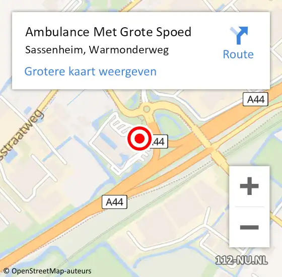 Locatie op kaart van de 112 melding: Ambulance Met Grote Spoed Naar Sassenheim, Warmonderweg op 25 december 2021 21:16
