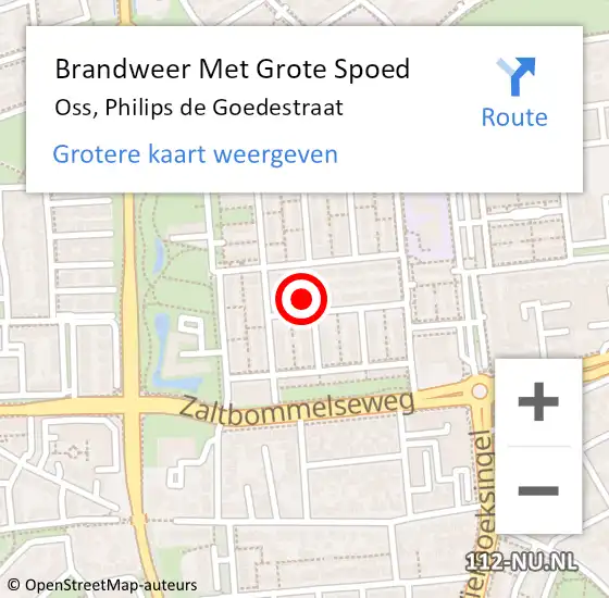 Locatie op kaart van de 112 melding: Brandweer Met Grote Spoed Naar Oss, Philips de Goedestraat op 25 december 2021 21:25