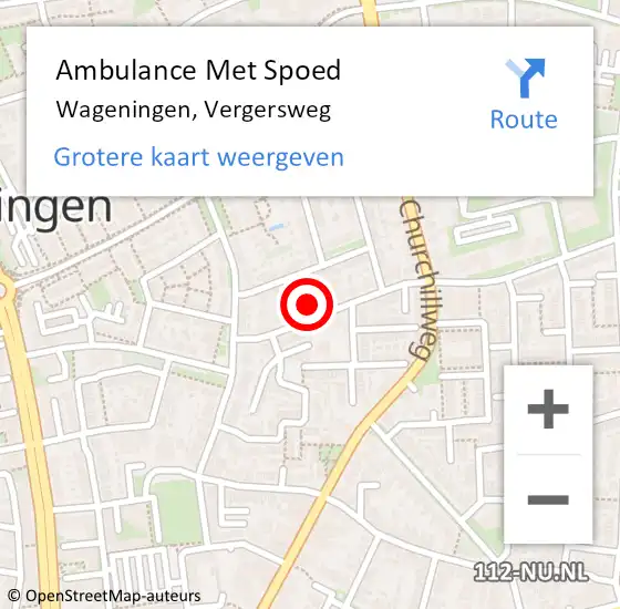 Locatie op kaart van de 112 melding: Ambulance Met Spoed Naar Wageningen, Vergersweg op 25 december 2021 21:28