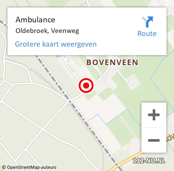 Locatie op kaart van de 112 melding: Ambulance Oldebroek, Veenweg op 7 oktober 2013 08:42