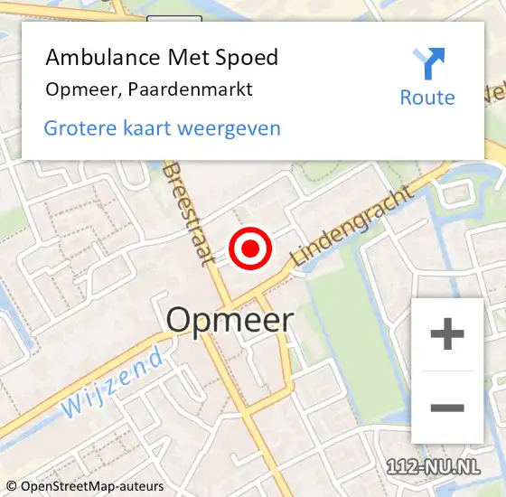 Locatie op kaart van de 112 melding: Ambulance Met Spoed Naar Opmeer, Paardenmarkt op 25 december 2021 22:02