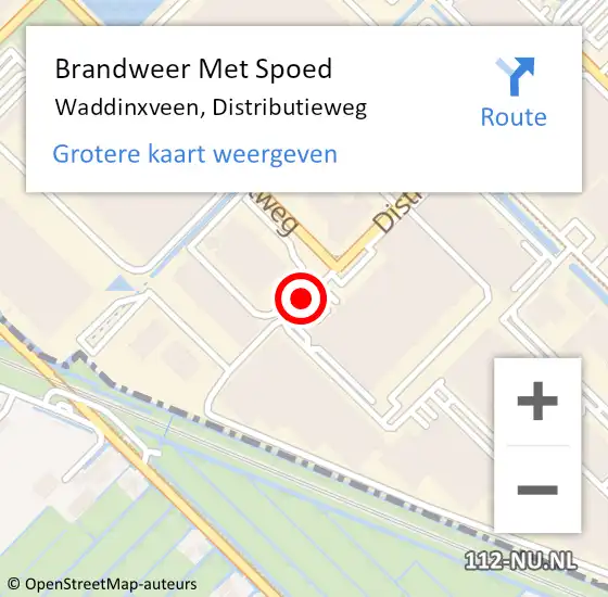 Locatie op kaart van de 112 melding: Brandweer Met Spoed Naar Waddinxveen, Distributieweg op 25 december 2021 22:33