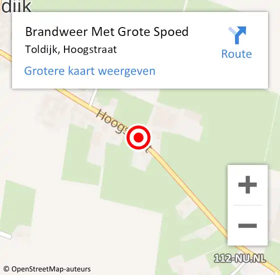 Locatie op kaart van de 112 melding: Brandweer Met Grote Spoed Naar Toldijk, Hoogstraat op 25 december 2021 22:40